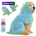 2 Counts Quick-Dry Dog Bathrobe Pet Towels Set, Adjustable Microfiber Robe with Drying Gloves, Ideal for Cold Weather and Beach Swimming #GLOBAL PICKS