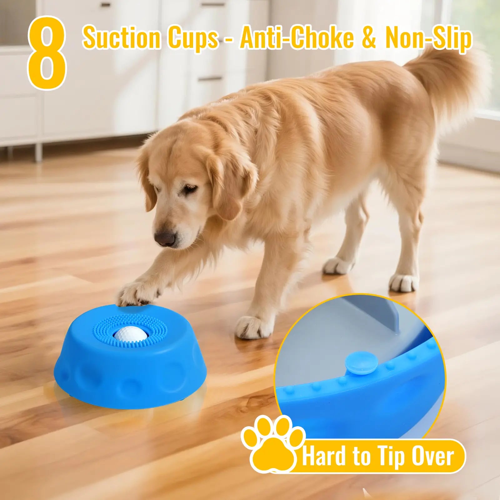 #Summervibes 3-In-1 Suction Slow Feeder Dog Bowl, No-Spill Licking Mat with Built-In Treat Ball & Cleaning Brush, Interactive Anti-Slip Dog Bowl for Yogurt, Peanut Butter & Liquid Treats