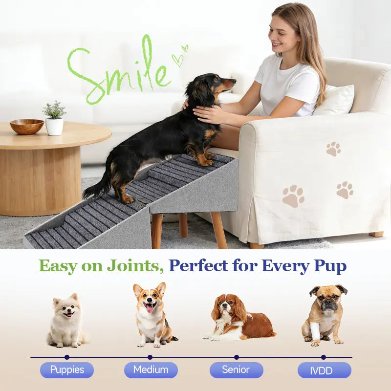 17'' Dog Stairs Ramp for Couch | #Summervibes #Petlovers Ziluce Wooden Ottoman Ramp for Sofa or Short Bed | for Senior,Small, Medium Dogs, Dachshund | 2-In-1 Convertible Home Step Stool with Wood Foot