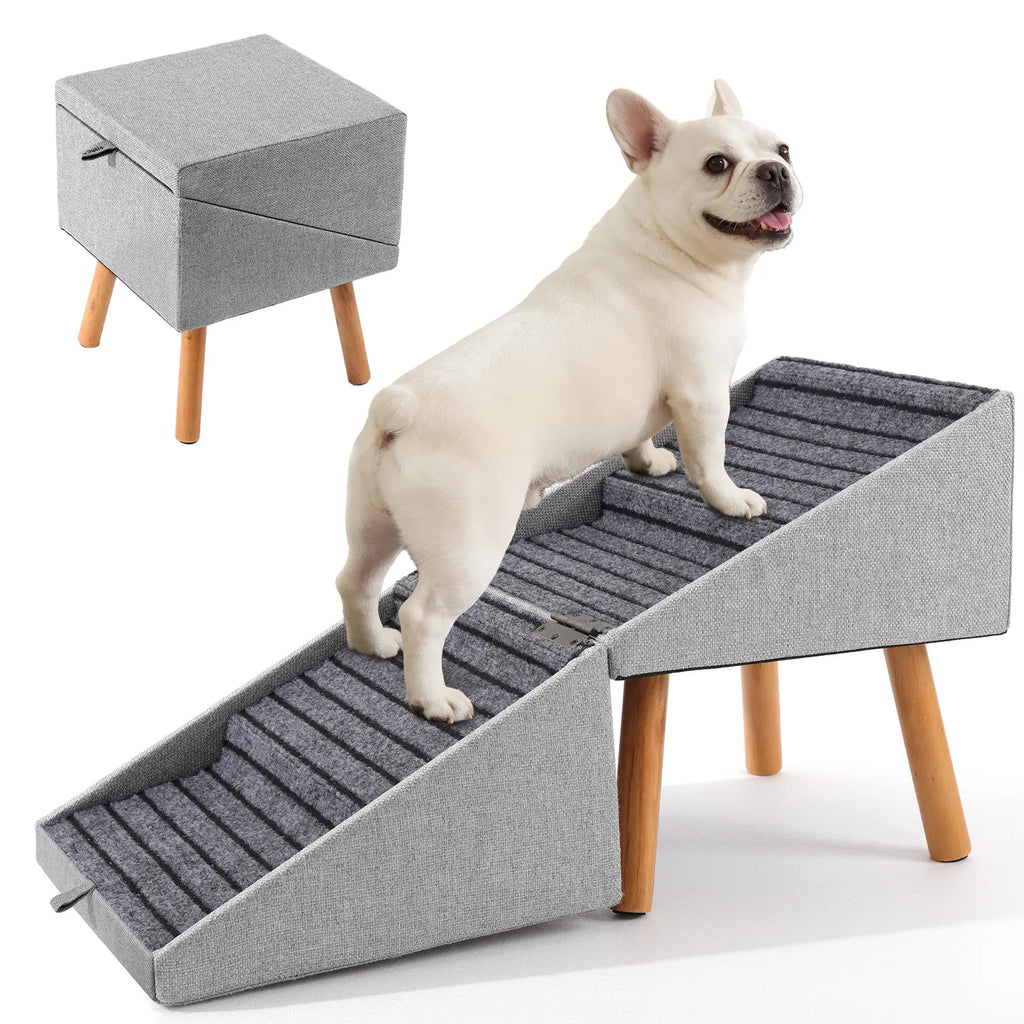 17'' Dog Stairs Ramp for Couch | #Summervibes #Petlovers Ziluce Wooden Ottoman Ramp for Sofa or Short Bed | for Senior,Small, Medium Dogs, Dachshund | 2-In-1 Convertible Home Step Stool with Wood Foot