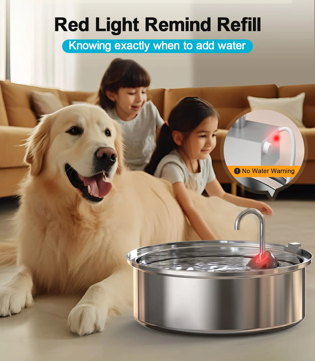 Oneisall Dog Water Fountain for Large Dogs with 3 Filters, 6L Stainless Steel Dog Fountain,Ultra 35Db Quiet,Wide Drink Area for Large Dogs Cats and Multi-Pet Home Drinking Water Bowl, Automatic Water Feeder, Stainless Steel Bowls, Automatic Water Bowl Su
