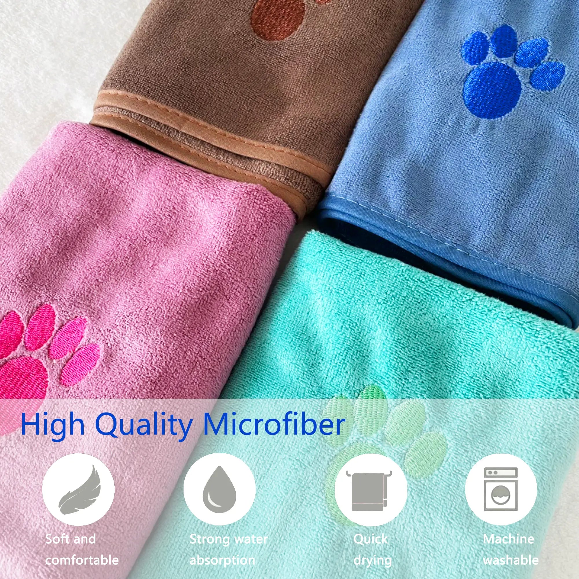 Quick-Drying Dog Bathrobe, 1 Count Embroidered Terry Pet Bathrobe Dressing Gown with Adjustable Belly Band, Super-Absorbent Super-Soft Fabric Paw Embroidery Craftsmanship #GLOBAL PICKS