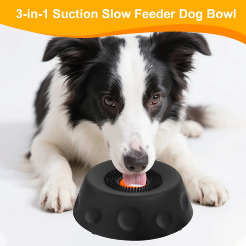 #Summervibes 3-In-1 Suction Slow Feeder Dog Bowl, No-Spill Licking Mat with Built-In Treat Ball & Cleaning Brush, Interactive Anti-Slip Dog Bowl for Yogurt, Peanut Butter & Liquid Treats
