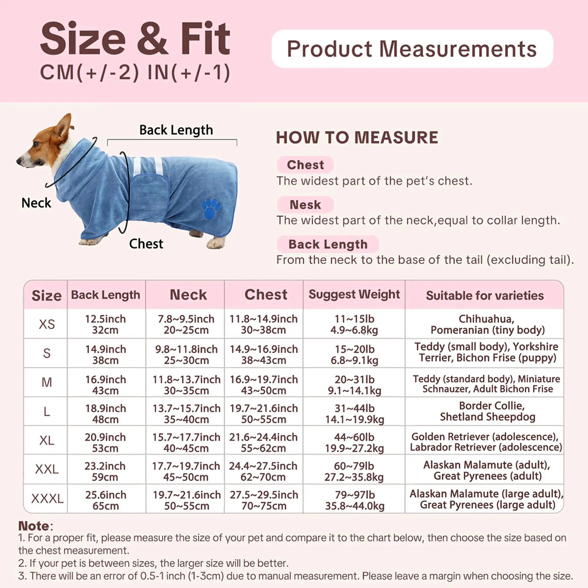 Quick-Drying Dog Bathrobe, 1 Count Embroidered Terry Pet Bathrobe Dressing Gown with Adjustable Belly Band, Super-Absorbent Super-Soft Fabric Paw Embroidery Craftsmanship #GLOBAL PICKS